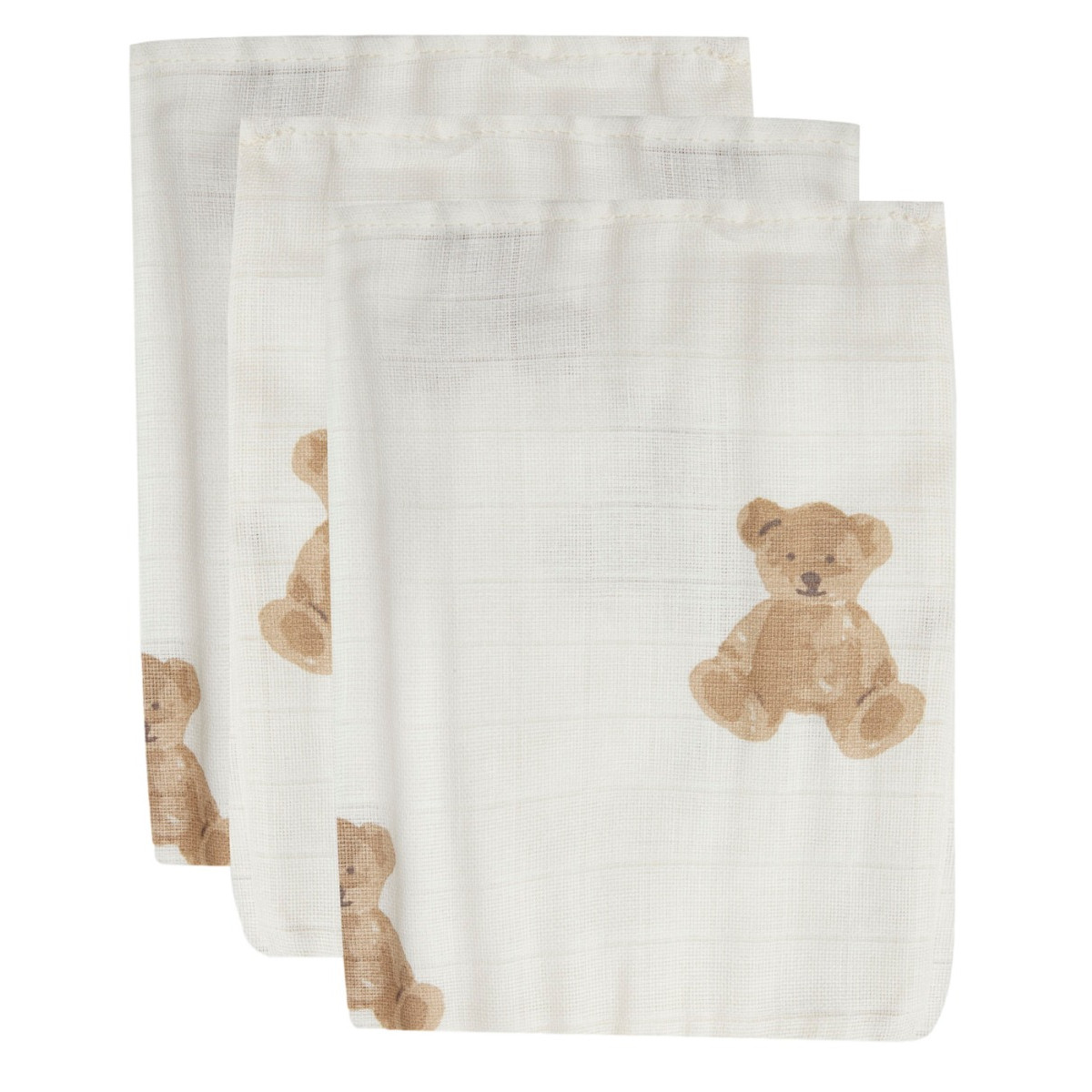 Jollein Teddy Bear 3 Stuks Hydrofiel Washandjes