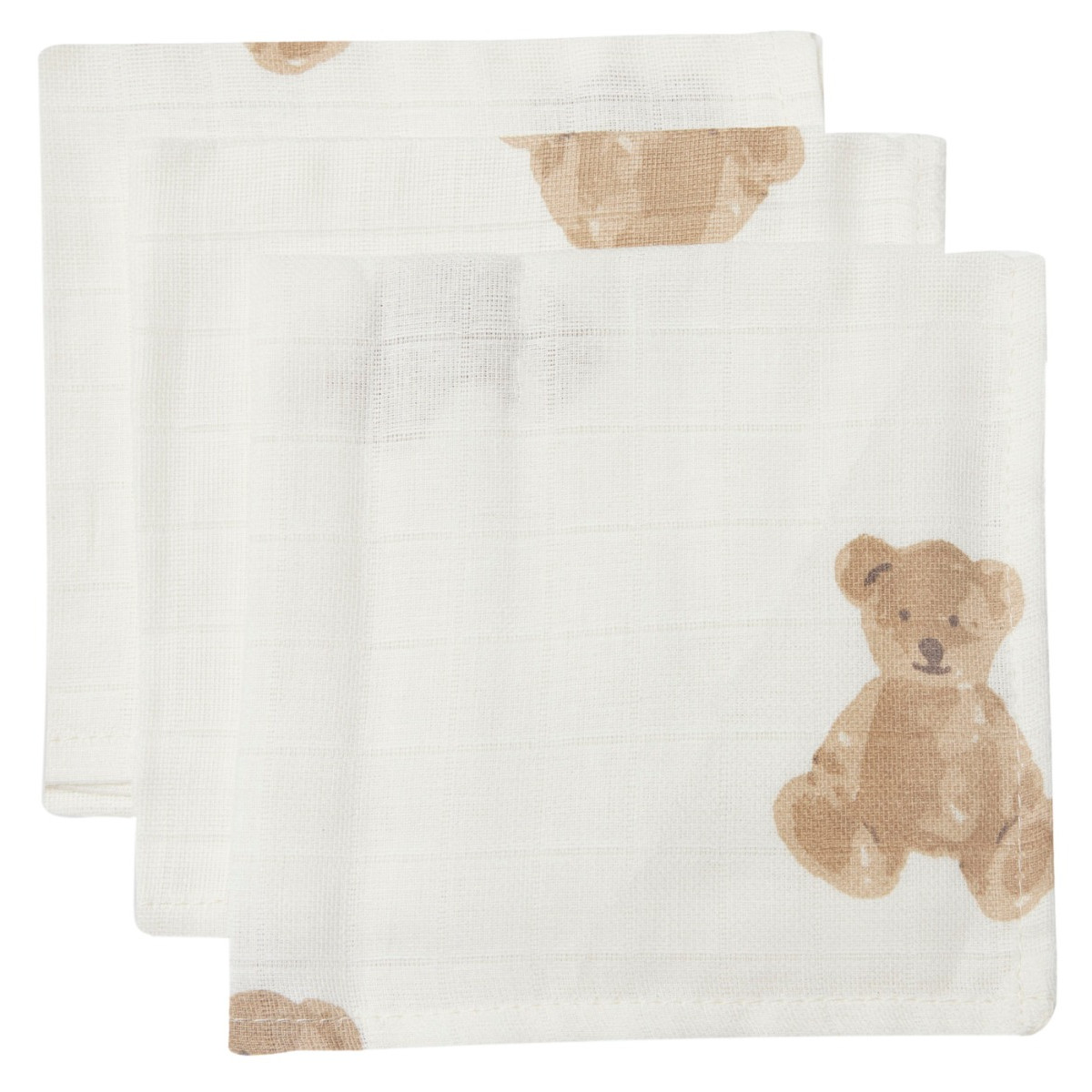 Jollein Teddy Bear 3 Stuks Hydrofiel Monddoekjes