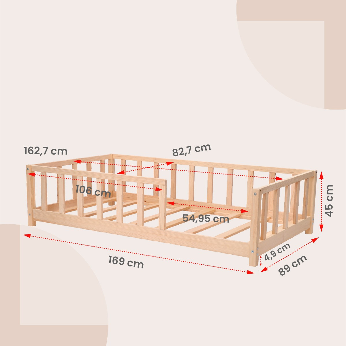 Kukka 80 x 160 cm Naturel Houten Vloerbed