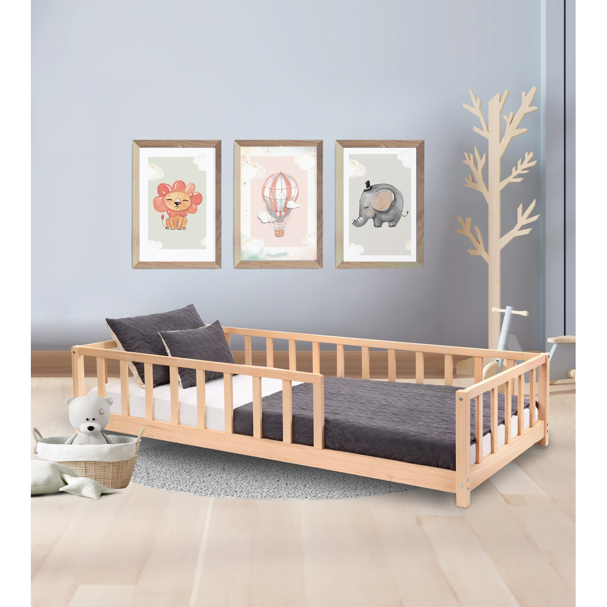 Kukka 90 x 200 cm Naturel Houten Vloerbed