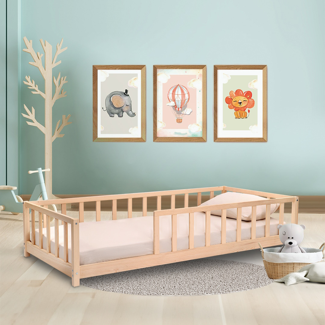 Kukka 90 x 200 cm Naturel Houten Vloerbed