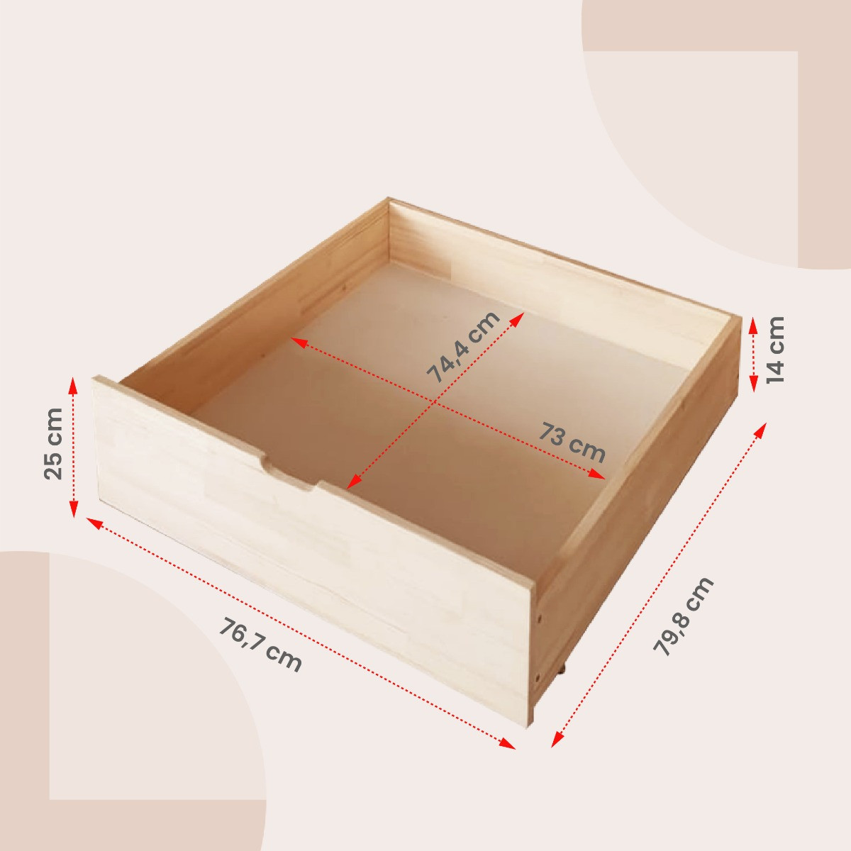 Kukka Dubbele Lade voor 80 x 160 cm Houten Huisbed