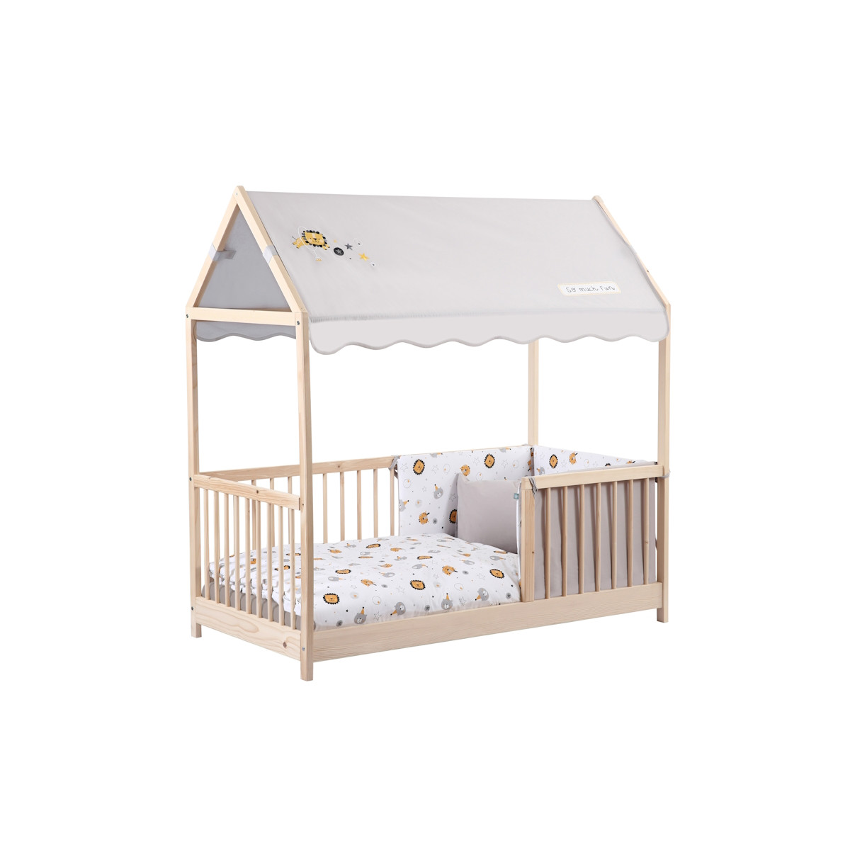 Kukka Leon Grey Luifel voor 70 x 140 cm Houten Huisbed