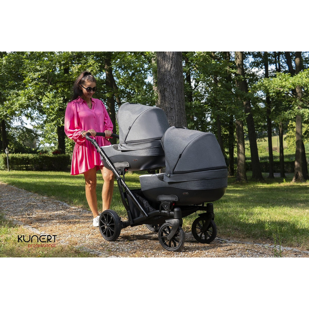 Kunert Booster Black Graphite Tandem Duowagen met 2 Autostoelen