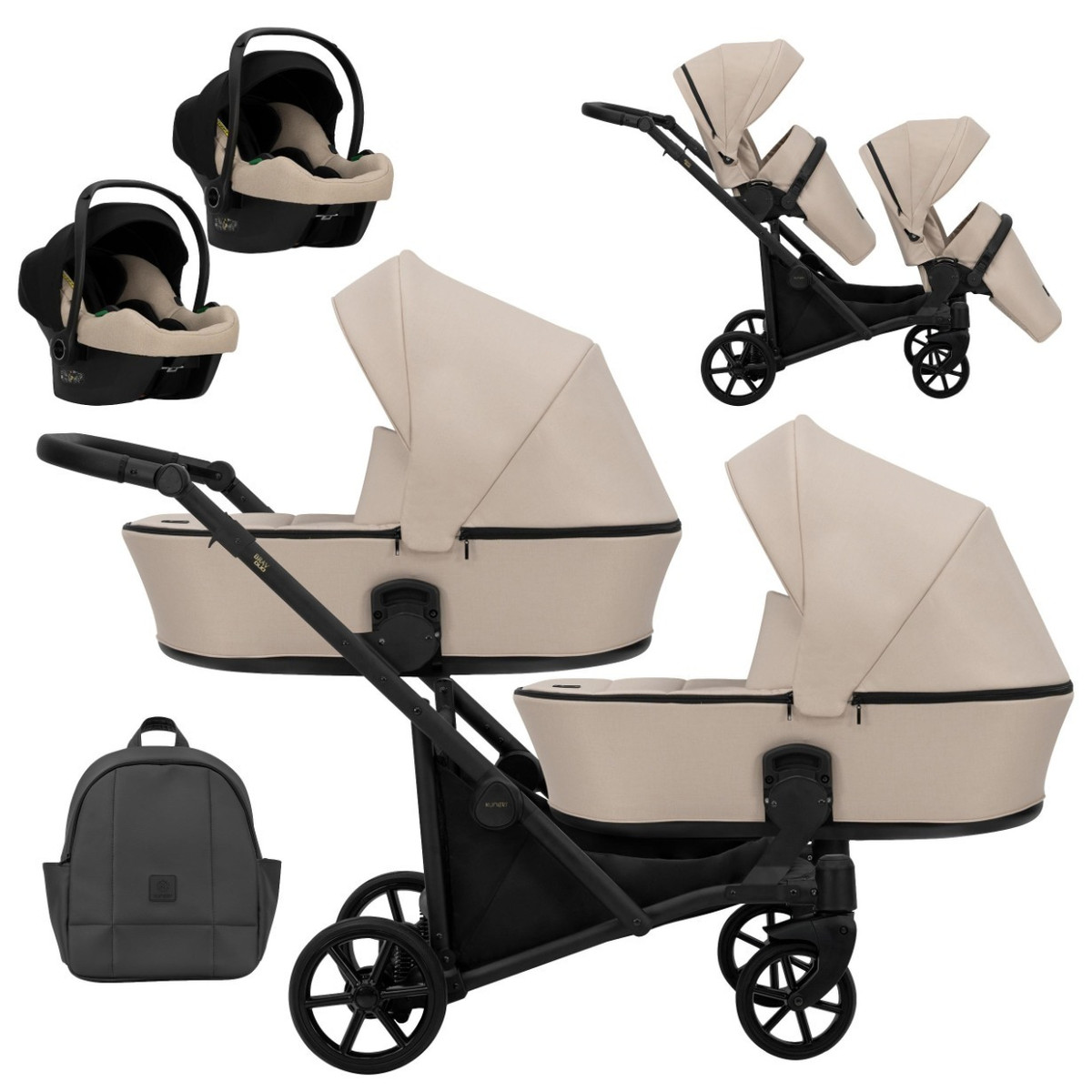 Kunert Brav Cream Tandem Duowagen Incl. 2 Autostoelen