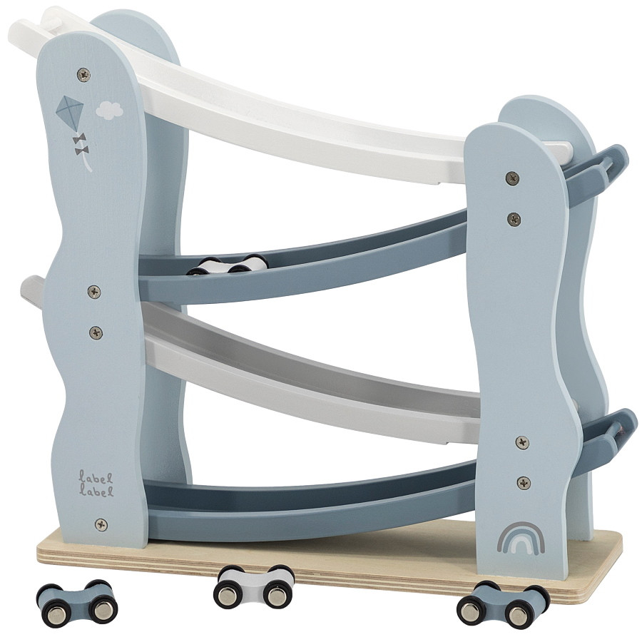 Label Label Blauw Houten Autobaan