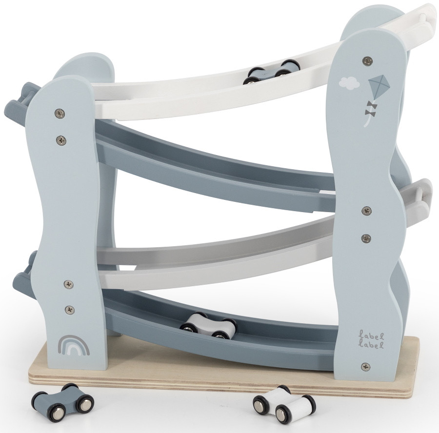 Label Label Blauw Houten Autobaan