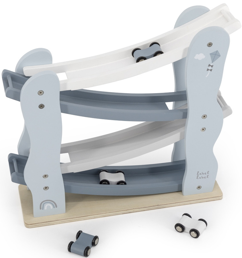 Label Label Blauw Houten Autobaan