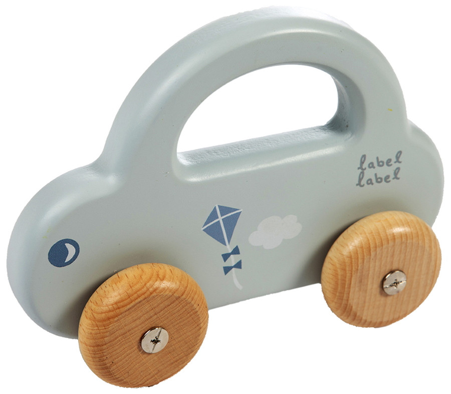 Label Label Blauw Houten Speelgoed Auto