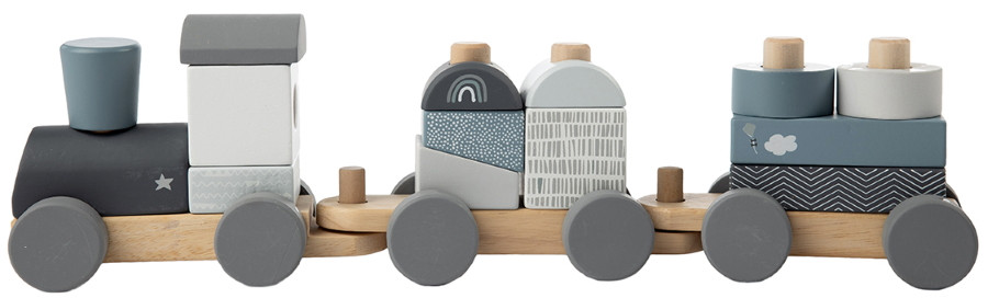 Label Label Blauw Houten Speelgoed Trein