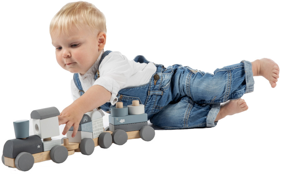 Label Label Blauw Houten Speelgoed Trein