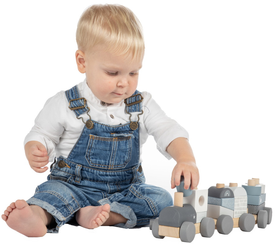 Label Label Blauw Houten Speelgoed Trein