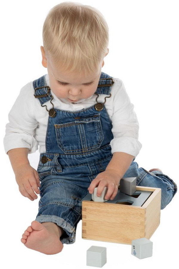 Label Label Blauw Houten Vormenstoof