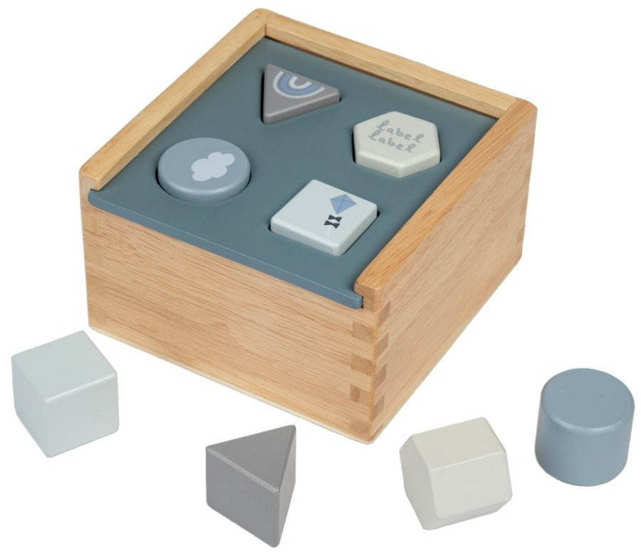 Label Label Blauw Houten Vormenstoof