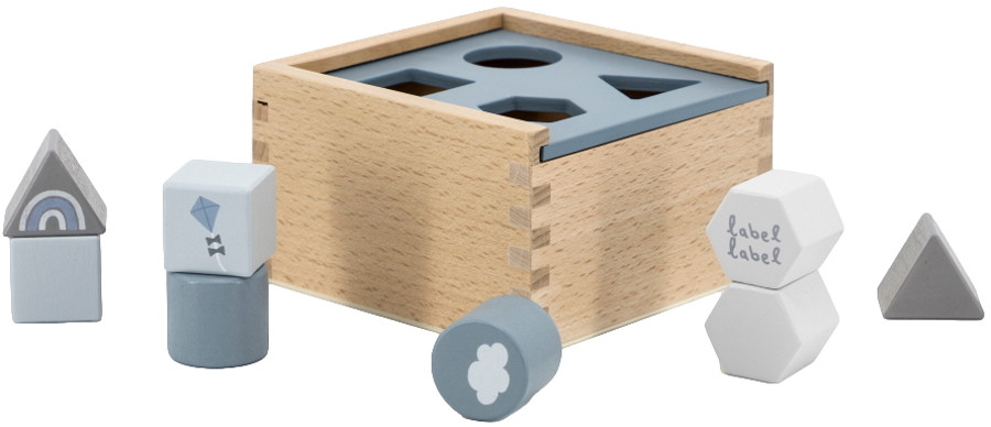 Label Label Blauw Houten Vormenstoof