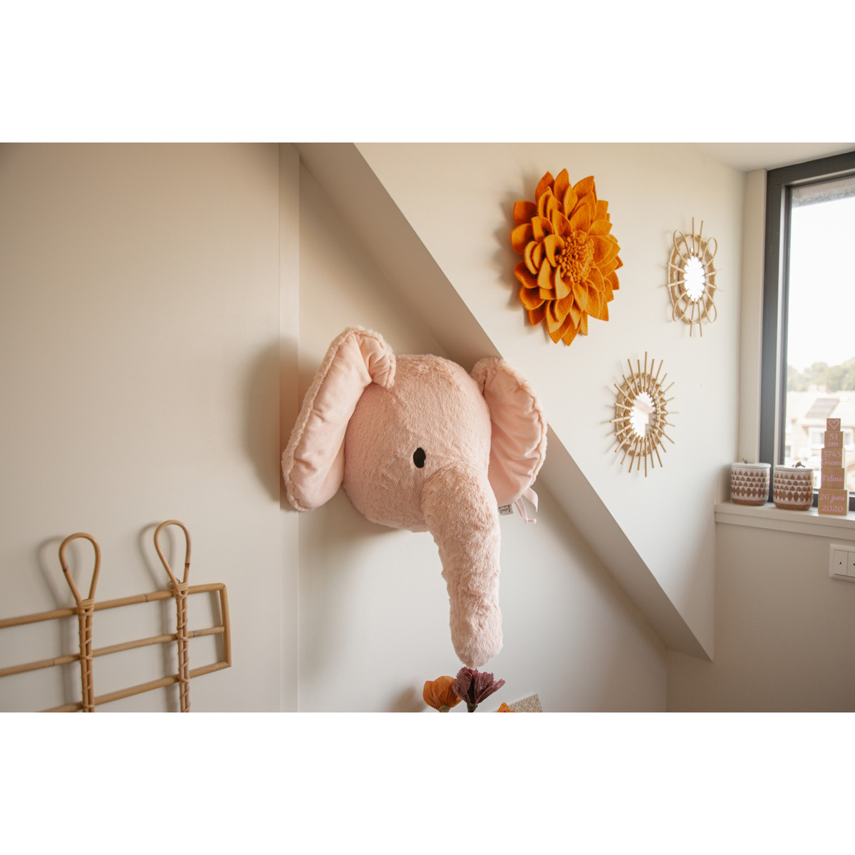Label Label Elephant Elly Roze Muurdecoratie
