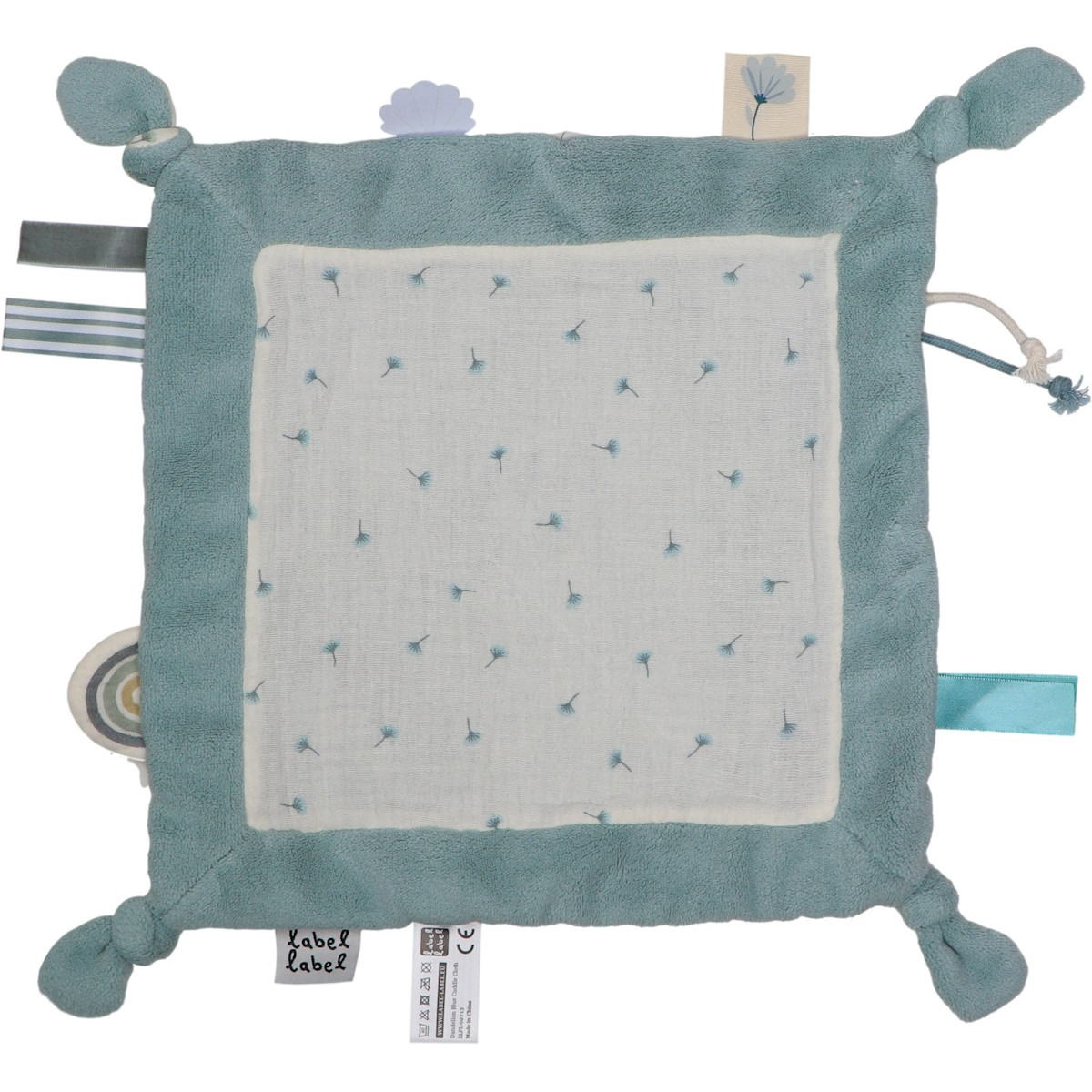 Label Label Paardenbloem Blauw Knuffeldoekje
