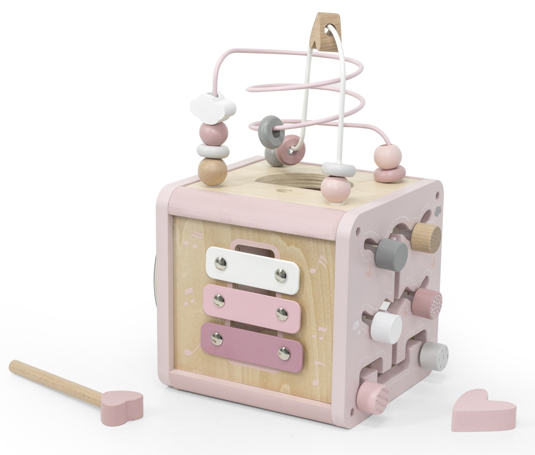 Label Label Roze Houten Activiteitenkubus