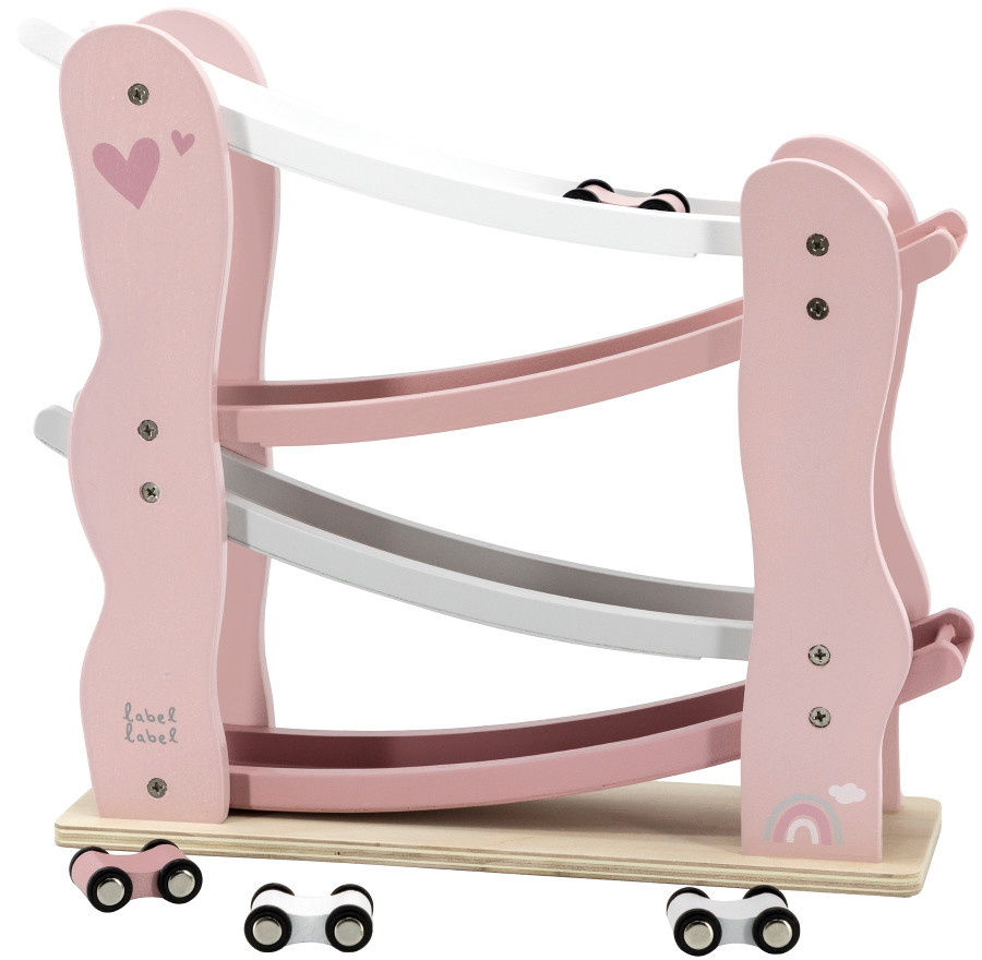 Label Label Roze Houten Autobaan