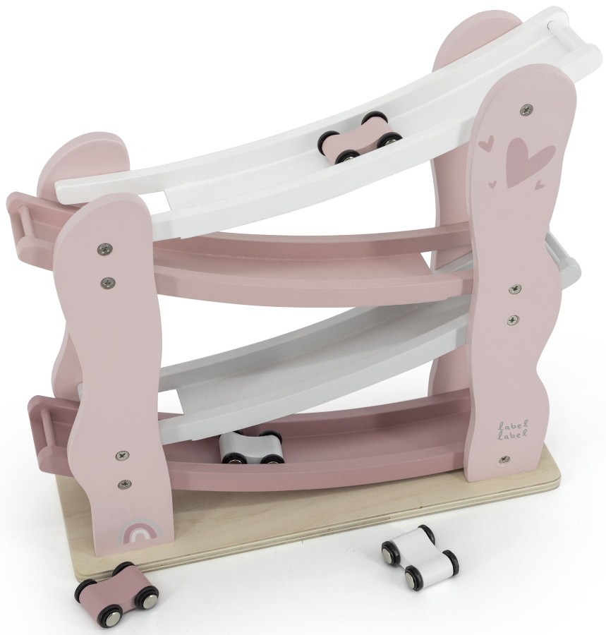 Label Label Roze Houten Autobaan