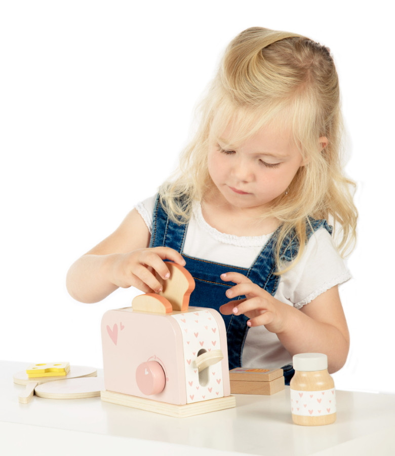 Label Label Roze Houten Broodrooster