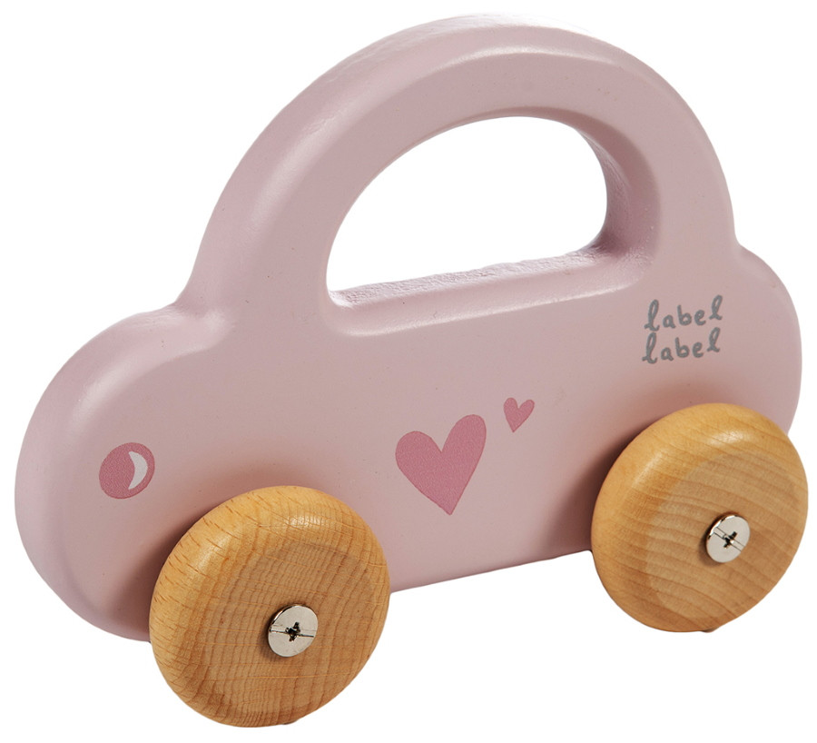 Label Label Roze Houten Speelgoed Auto