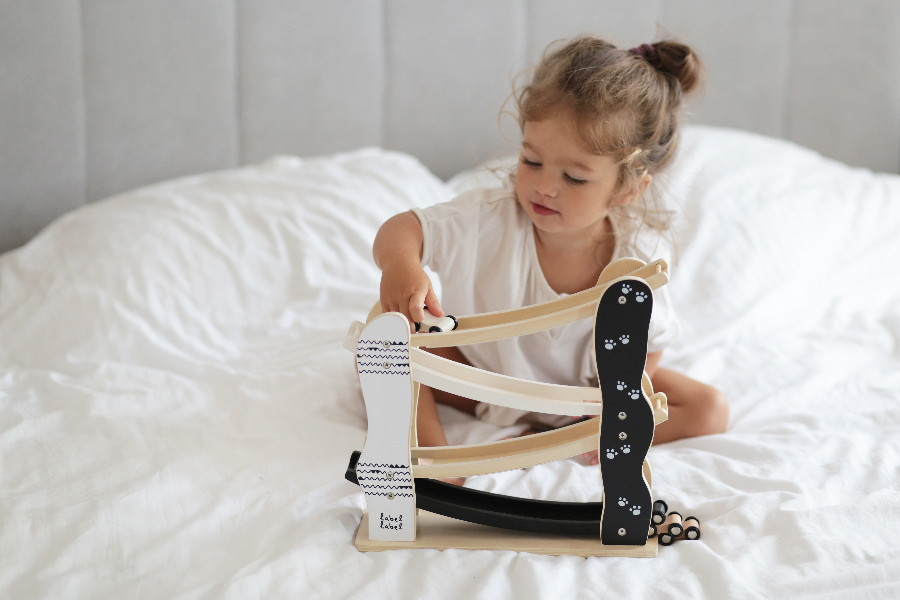 Label Label Blauw Houten Autobaan