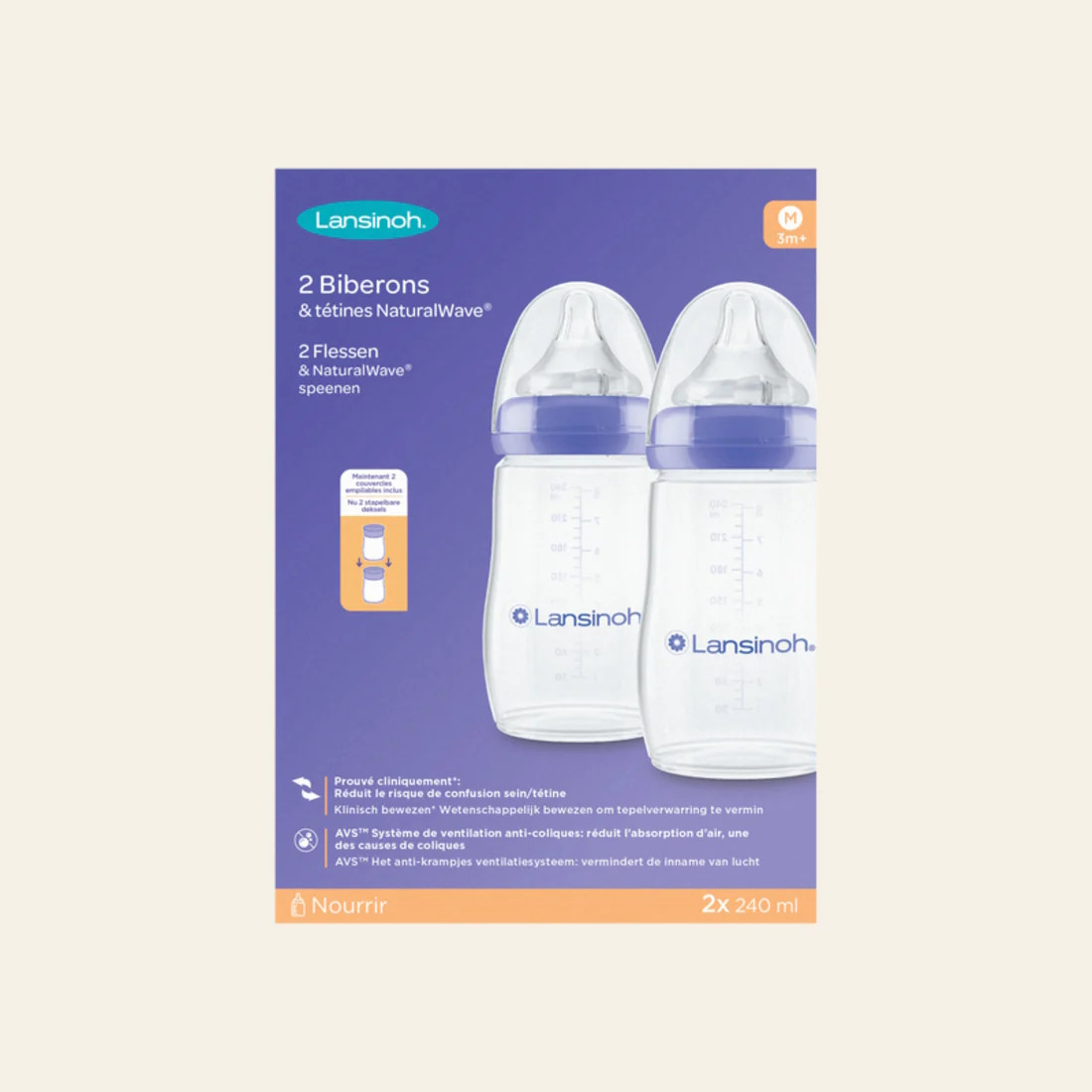 Lansinoh 2 stuks 240 ml Natural Wave Flesjes