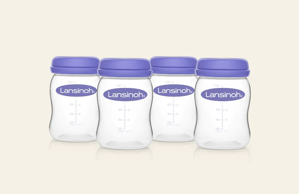 Lansinoh 4 x 160 ml Natural Wave Bewaarflesjes voor Moedermelk