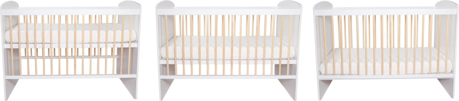 MamaLoes Ledikant Karolina Wit/Naturel 60 x 120 cm