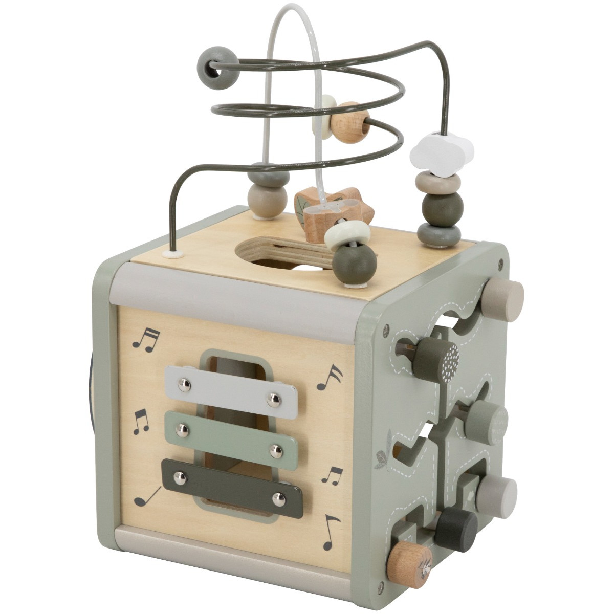 Label Label Olijfgroen Houten Activiteitenkubus