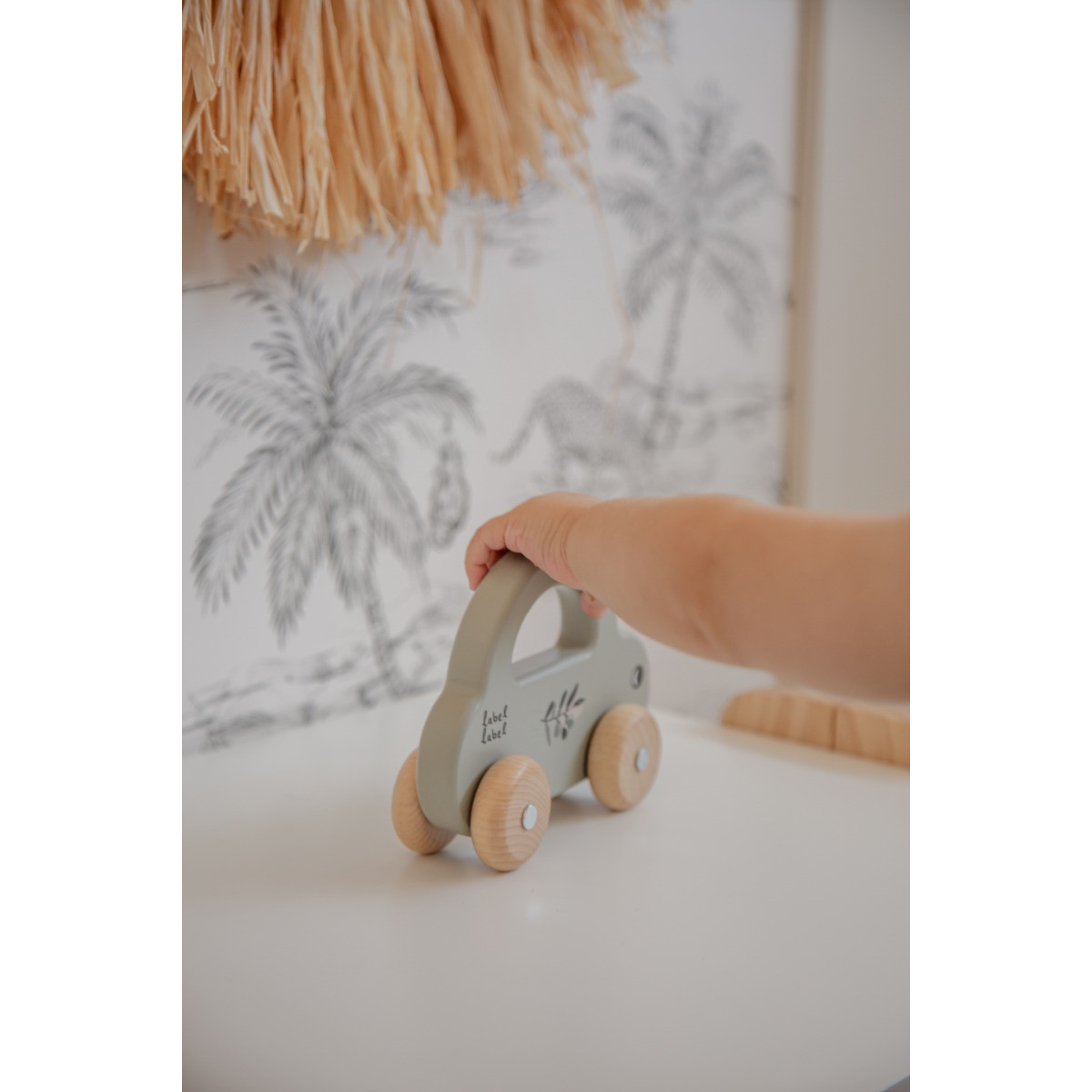 Label Label Olijfgroen Houten Speelgoed Auto