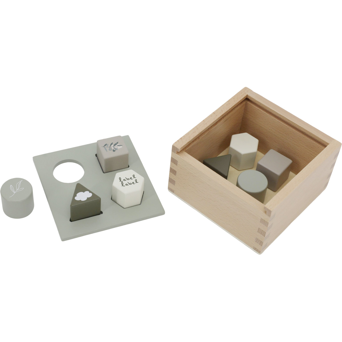 Label Label Olijfgroen Houten Vormenstoof