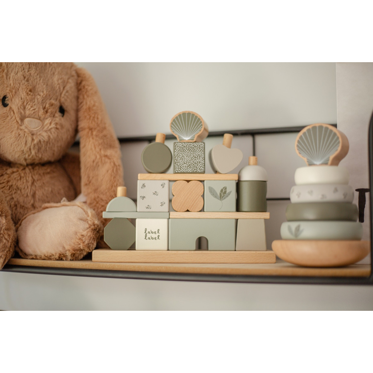 Label Label Olijfgroen Houten Blokken