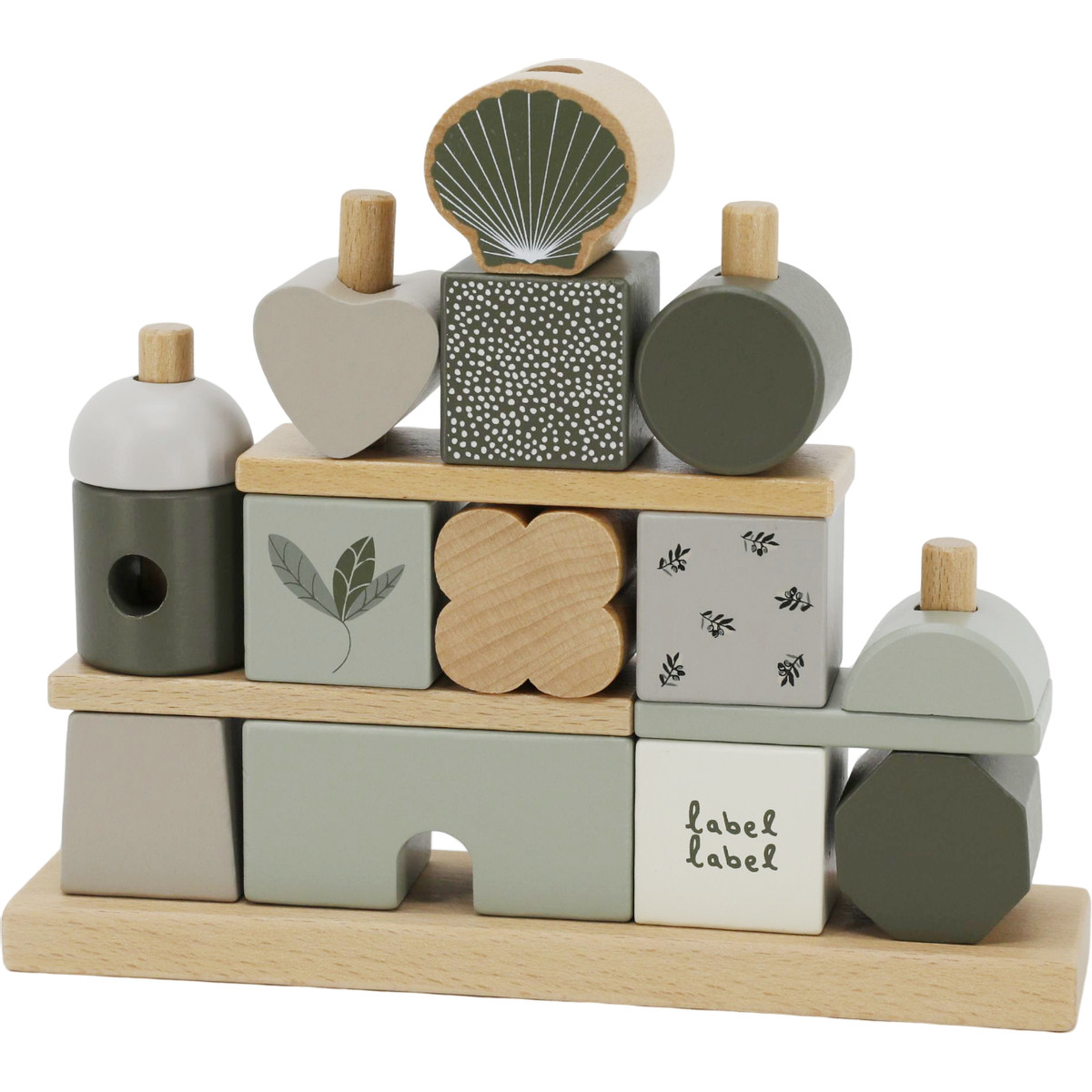 Label Label Olijfgroen Houten Blokken