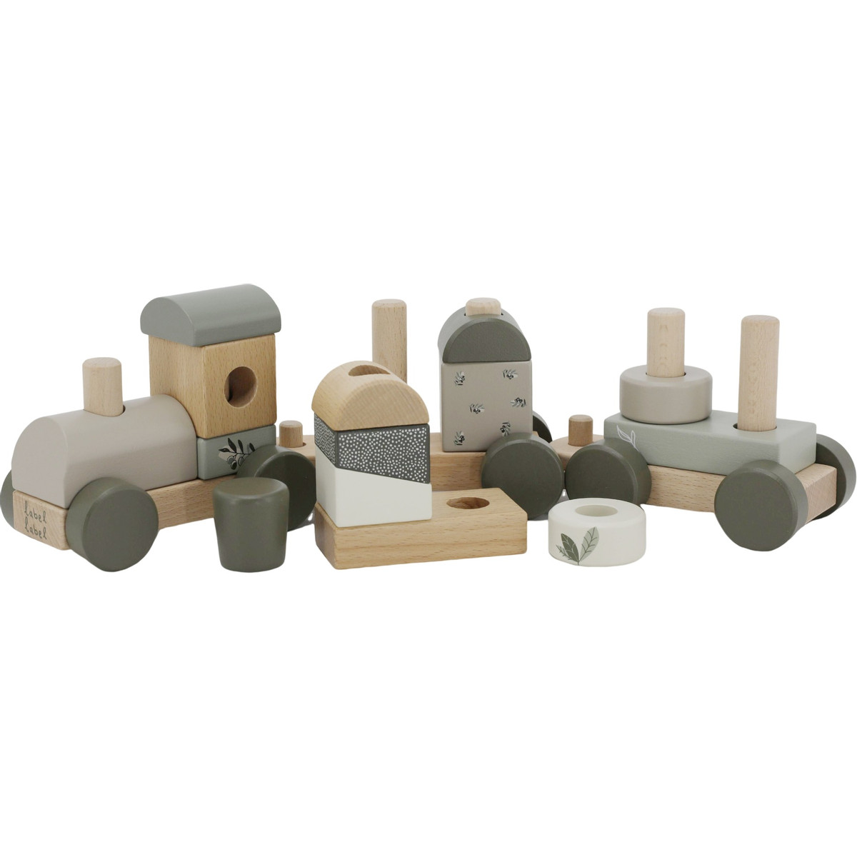 Label Label Olijfgroen Houten Speelgoed Trein