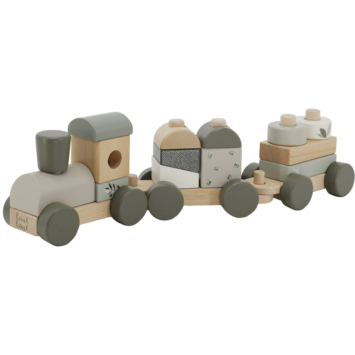 Label Label Olijfgroen Houten Speelgoed Trein