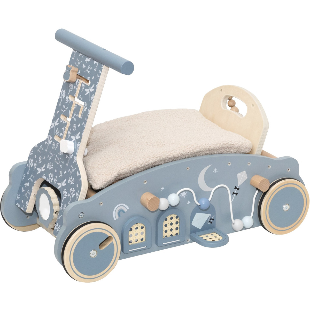 Label Label Blauw Houten 3-in-1 Looptrainer / Loopauto
