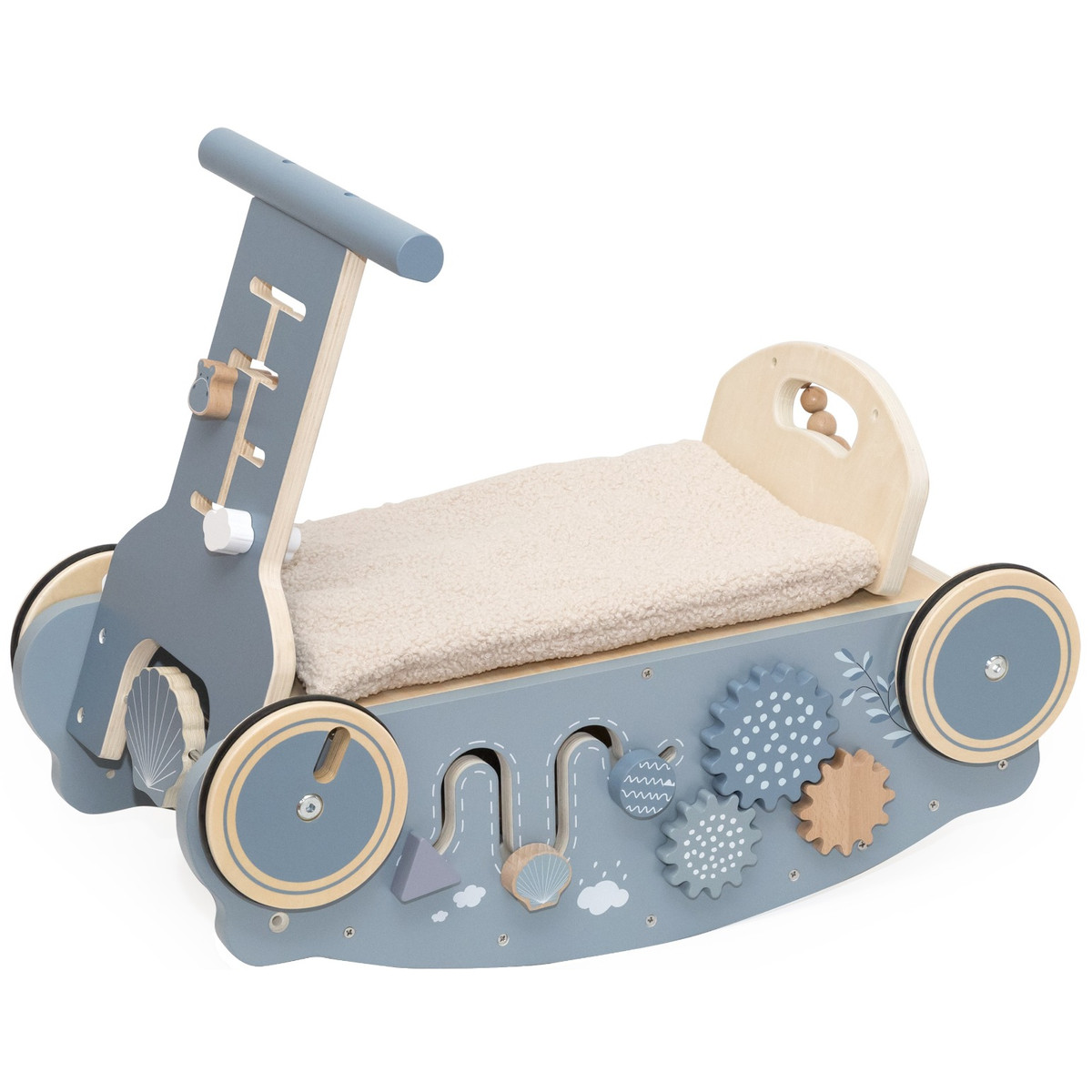 Label Label Blauw Houten 3-in-1 Looptrainer / Loopauto