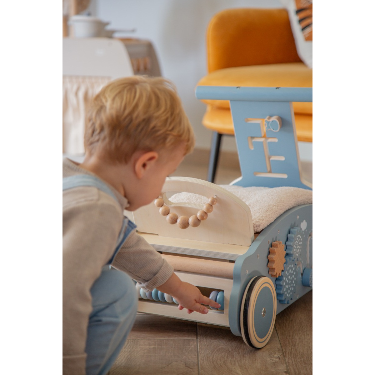 Label Label Blauw Houten 3-in-1 Looptrainer / Loopauto