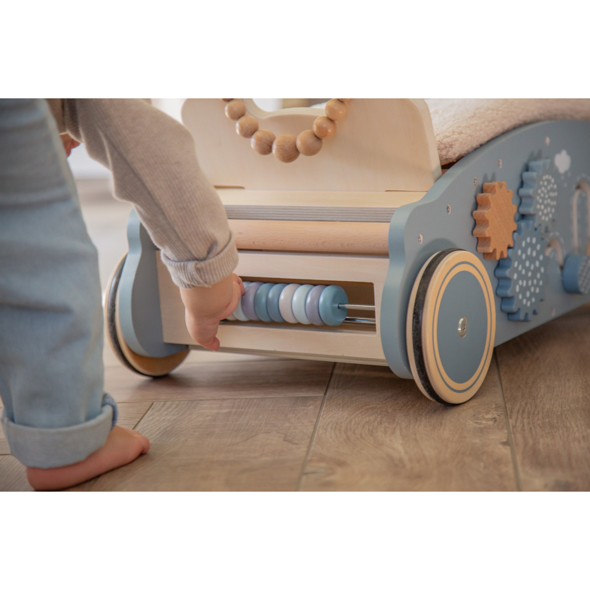 Label Label Blauw Houten 3-in-1 Looptrainer / Loopauto