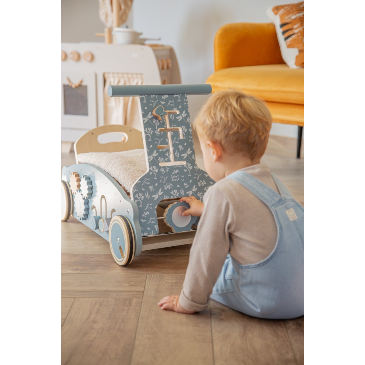 Label Label Blauw Houten 3-in-1 Looptrainer / Loopauto