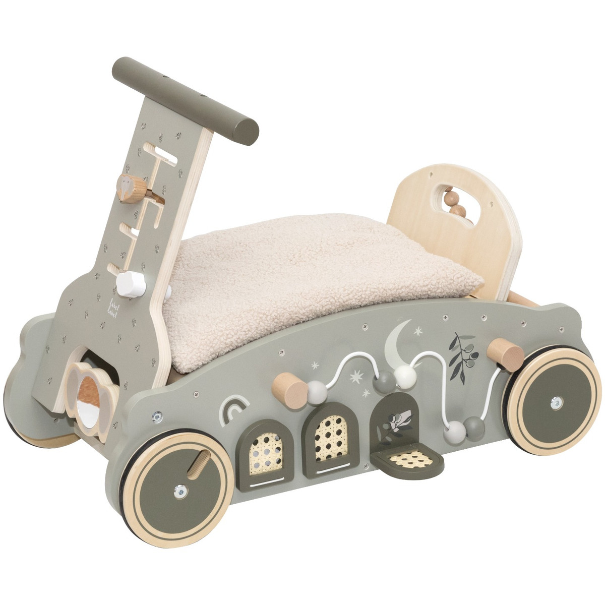 Label Label Olijfgroen Houten 3-in-1 Looptrainer / Loopauto