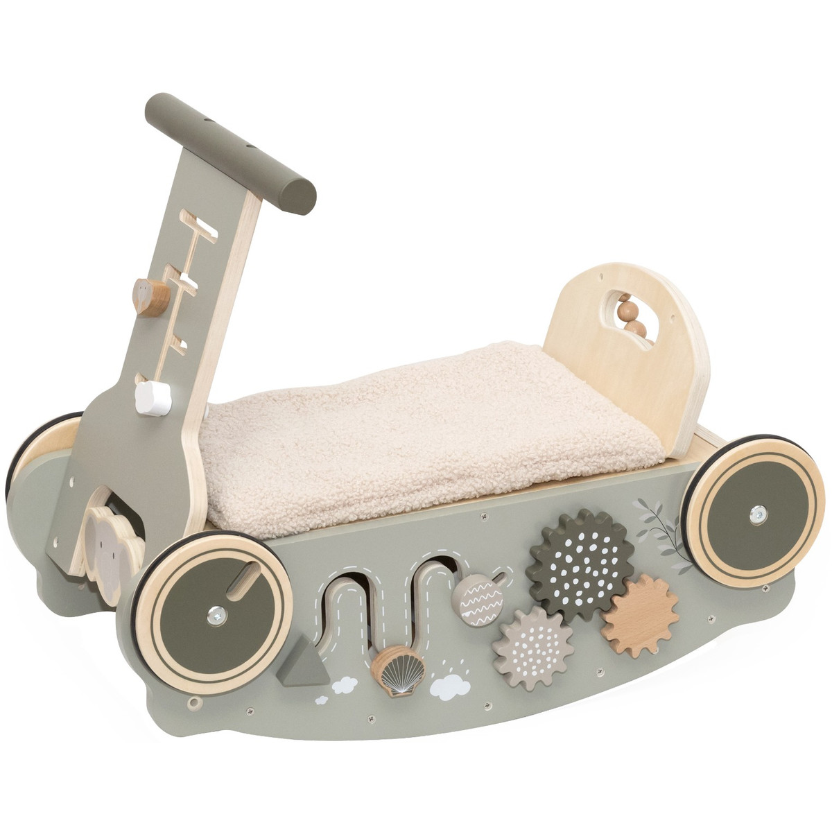 Label Label Olijfgroen Houten 3-in-1 Looptrainer / Loopauto