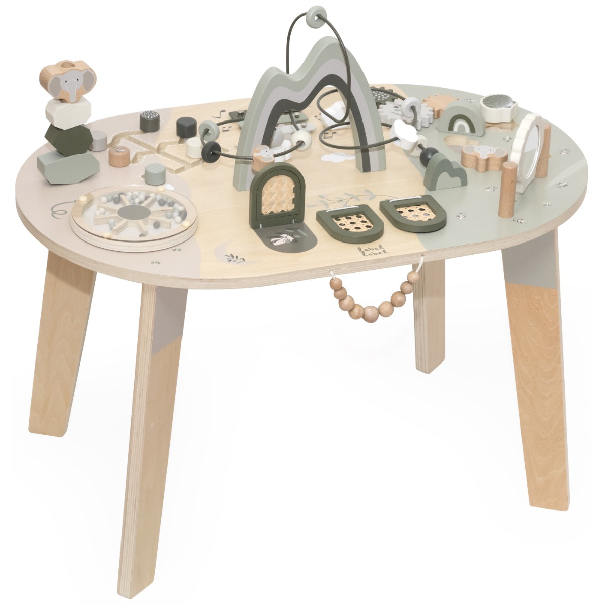 Label Label Olijfgroen Houten Activiteitentafel