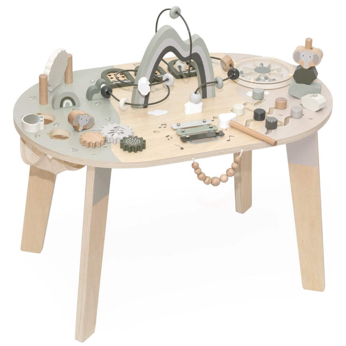 Label Label Olijfgroen Houten Activiteitentafel