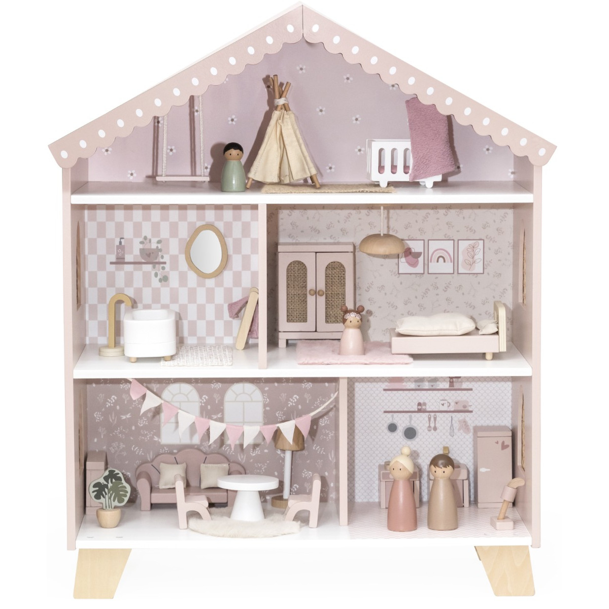 Label Label Roze Houten Poppenhuis