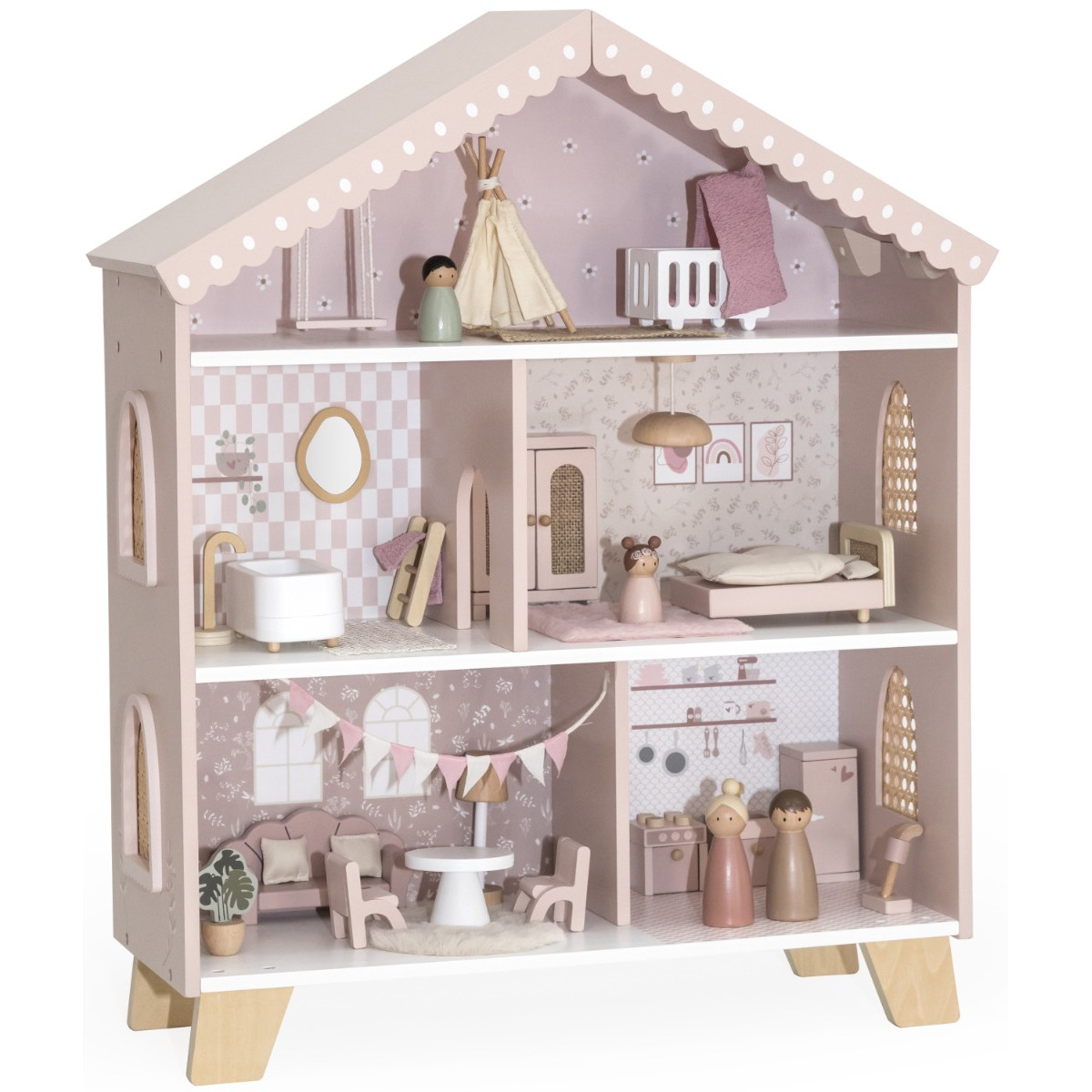 Label Label Roze Houten Poppenhuis