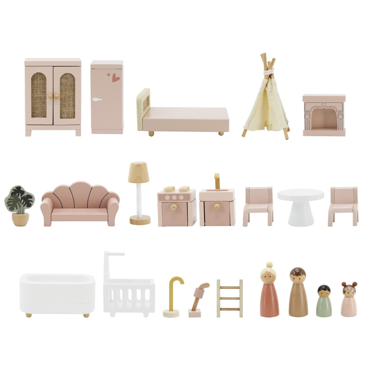 Label Label Roze Houten Poppenhuis