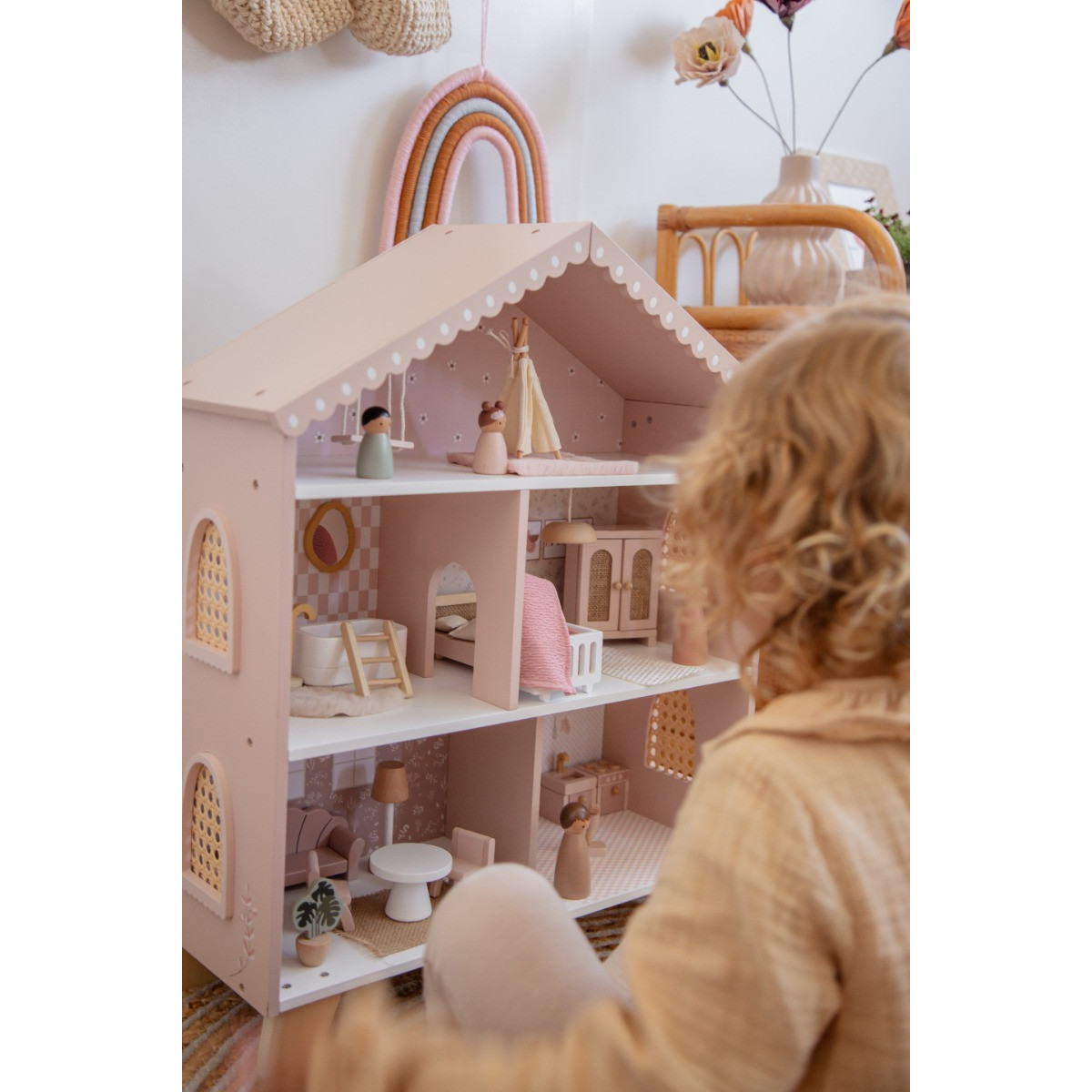 Label Label Roze Houten Poppenhuis